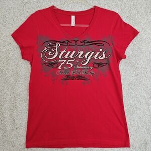 2015‎ Hellanback 75th Sturgis Motorcycle Rally Double Sided Womens XL T-Shirt
